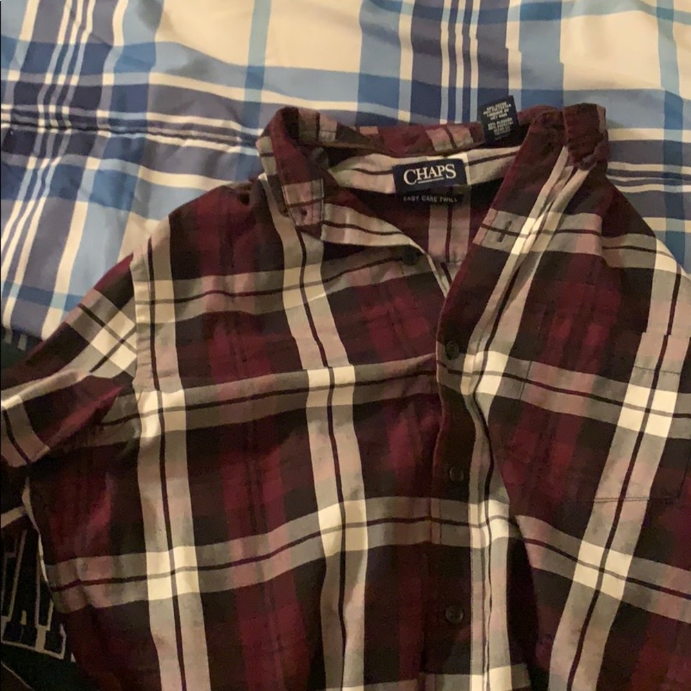 Maroon plad button down